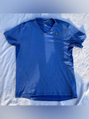 Nike Blue Dri-FIT Short Sleeve V-Neck Performance Tee